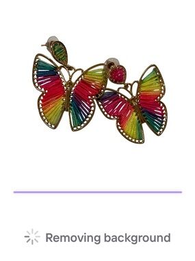 Rainbow Butterfly Thread-Inlay Earrings